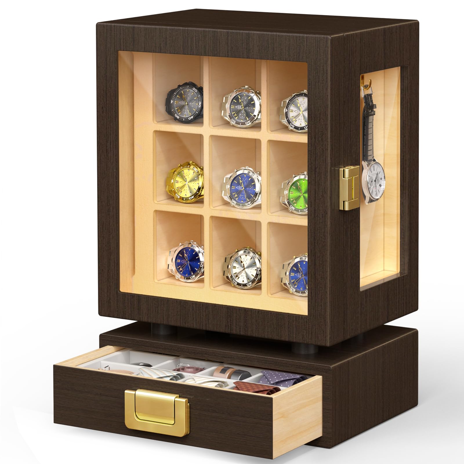 Storage & Organization - صندوق تخزين ساعات خشبي مستطيل مخصص،
