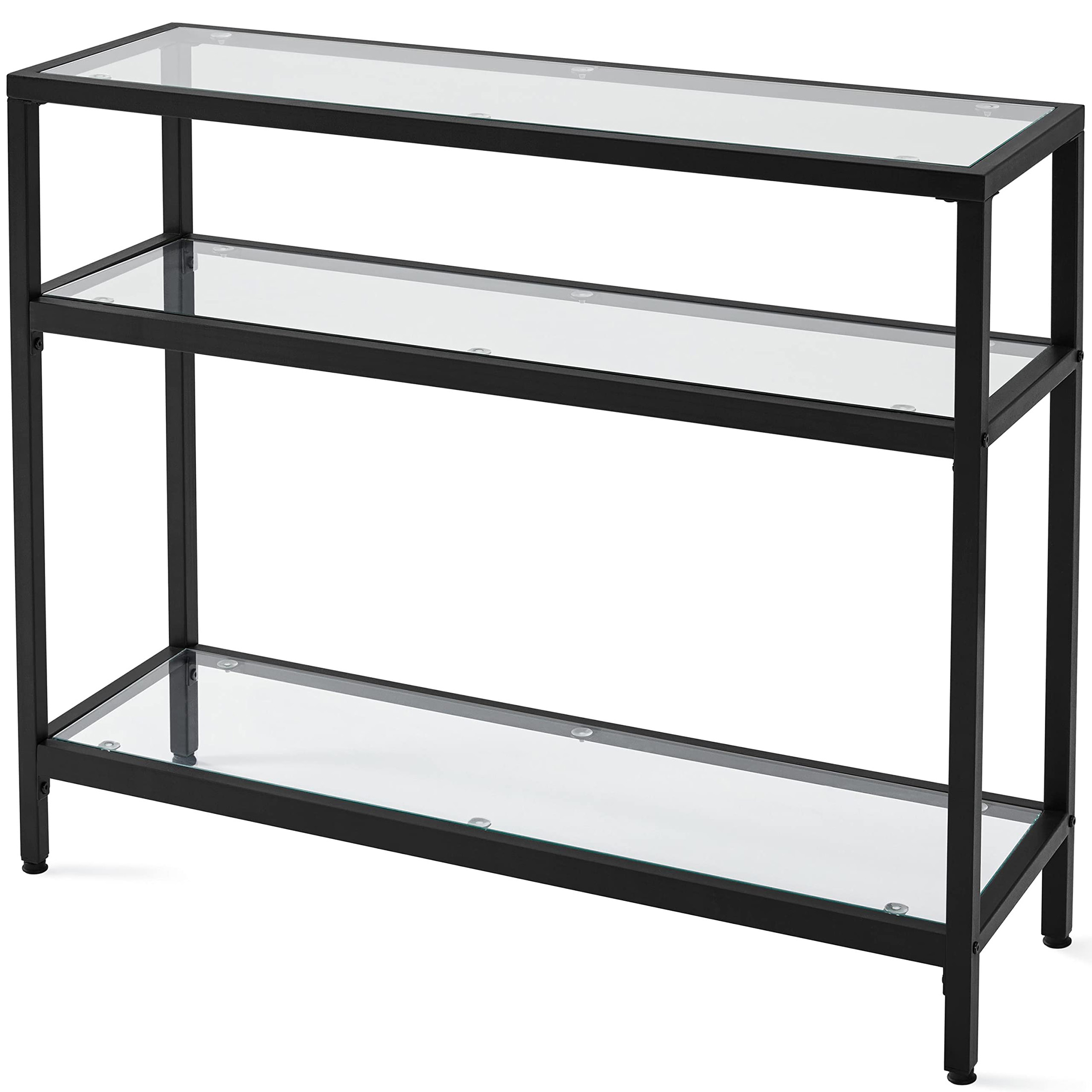 Storage & Organization - طاولة كونسول بإطار معدني وسطح زجاجي