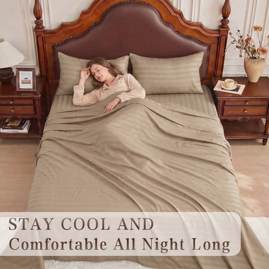 مجموعة أغطية سرير مخططة للتبري - مراجعة Fitted Bed Sheets Deep Pocket وسعره