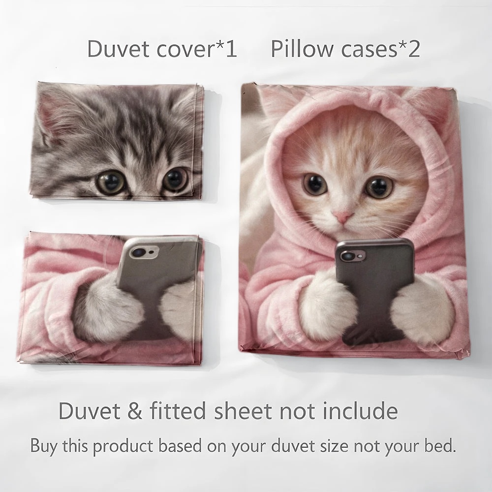 طقم غطاء لحاف بنمط قطة لطيفة ت - مراجعة Duvet Cover Sets With Zipper وسعره