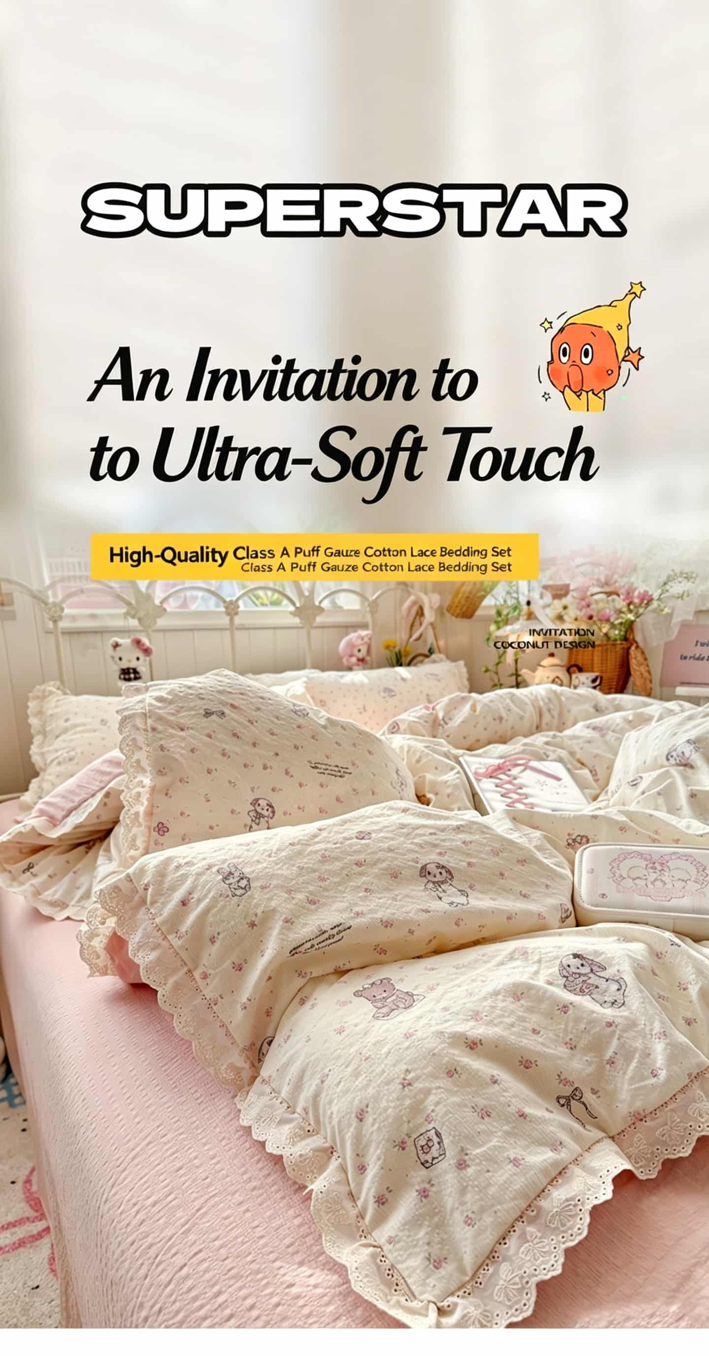 أطقم أغطية سرير مزينة بالدانتي - مراجعة Aesthetic Floral Duvet Cover وسعره