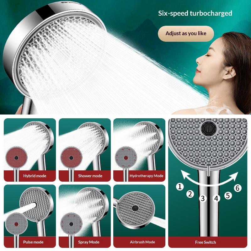 رأس دش يدوي جديد بـ 6 أوضاع قا - مراجعة High Pressure Shower Head Handheld وسعره