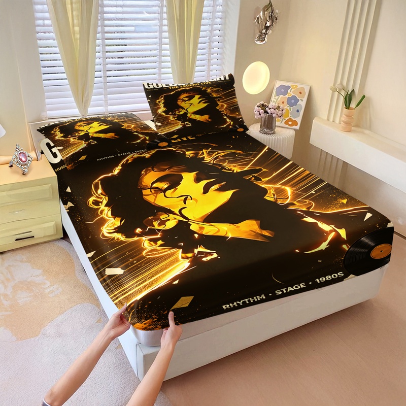 طقم ملاءات سرير مطاطية بطبعة ا - مراجعة Fitted Bed Sheets Deep Pocket وسعره
